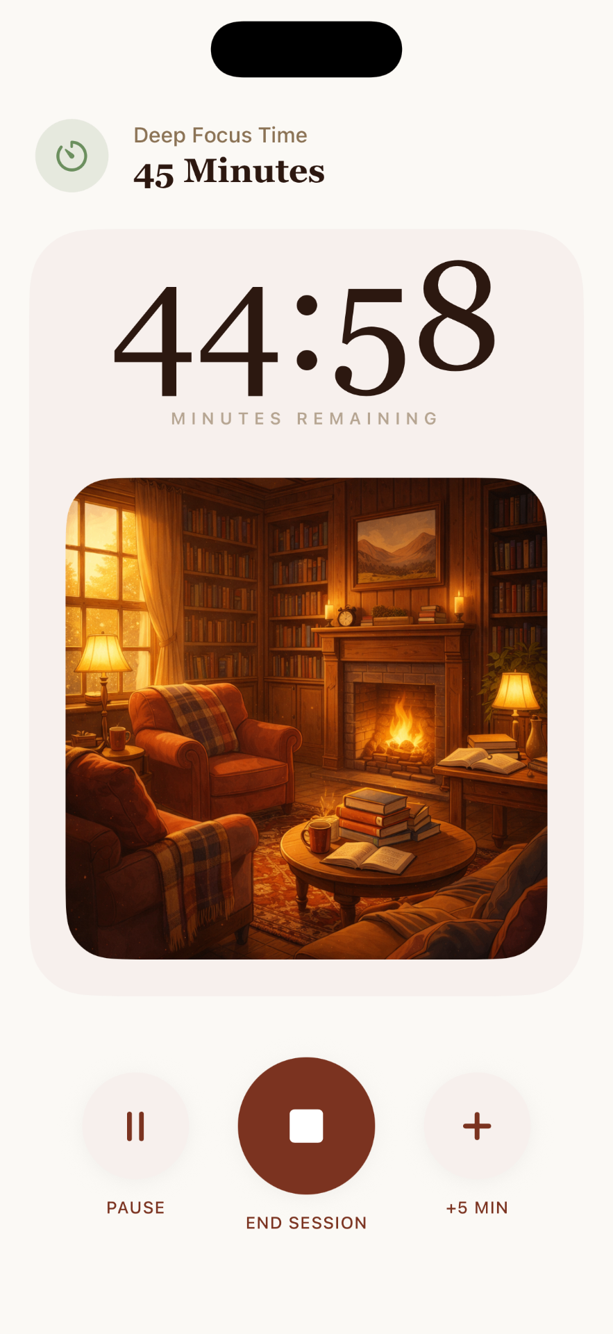 Deep focus timer screen